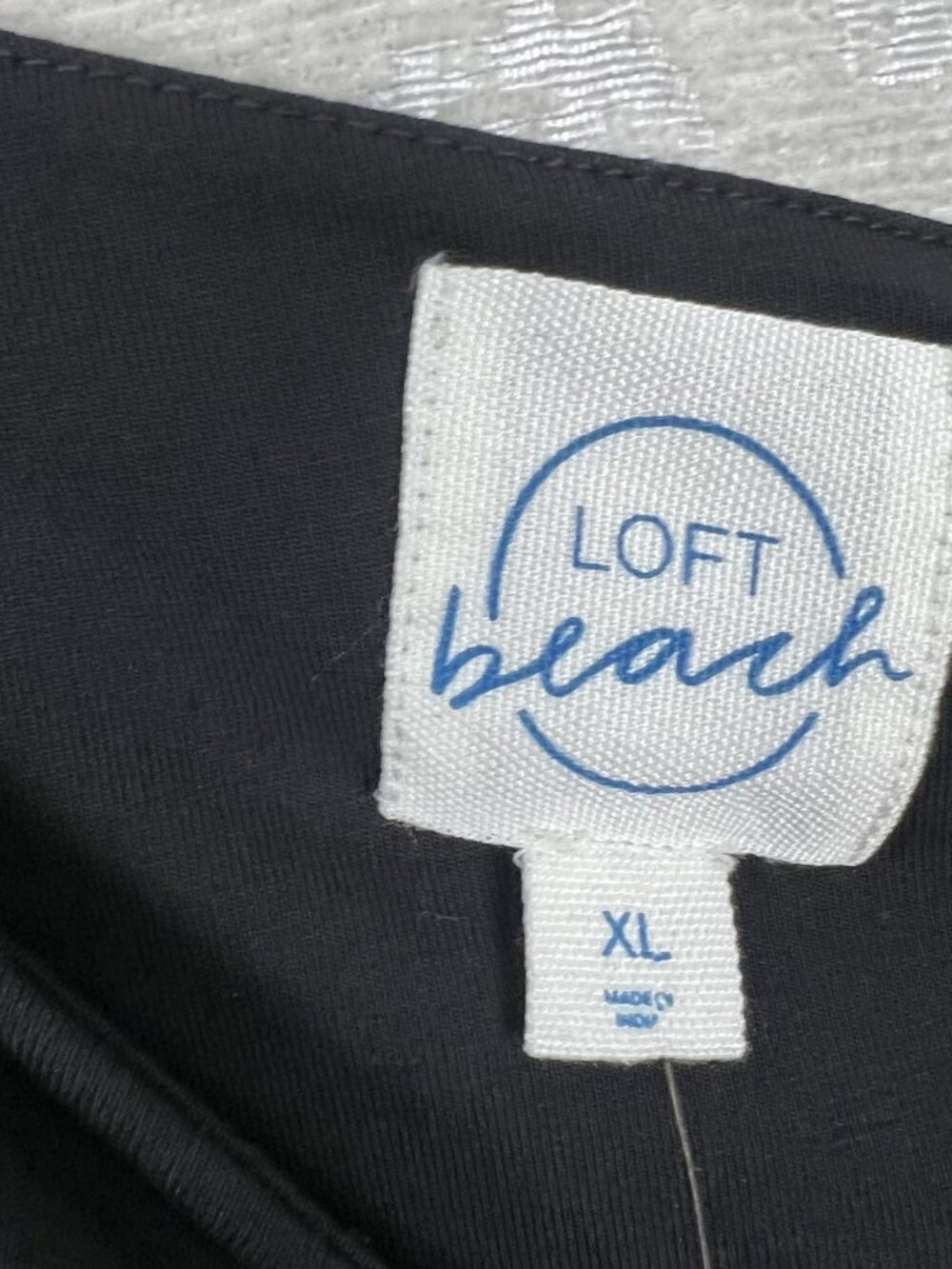LOFT Beach Twist Shoulder Mixed Media Pocket Dress black flowy vacation XL NEW - Picture 8 of 10